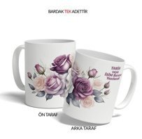 Kreatif Kupa Kişiye Özel Çiçekli Kupa, Doğum Günü Hediyesi