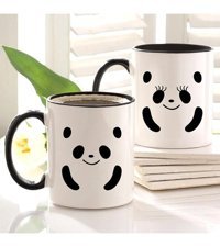 Bk Kişiye Özel İkili Sevimli Panda Siyah Kupa Bardak