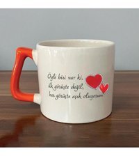 Mor Mürekkep Öyle Biri Var Ki Baskılı Turuncu Kulplu D Kupa