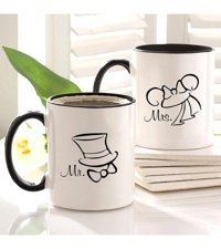 Bk Kişiye Özel İkili Mr. & Mrs. Siyah Kupa Bardak