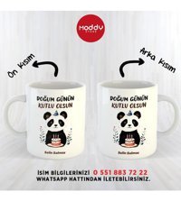 Moddy Store Kişiye Özel İsimli Panda Doğum Günü Baskılı Kupa