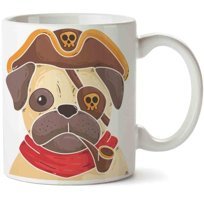 Art Hediye Pug Köpek Korsan İki Tarafı Baskılı Kupa Bardak