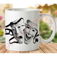 Art Hediye 1-453 Tiyatro Mask İki Tarafı Baskılı Kupa Bardak