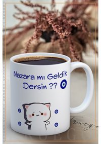 Truego Baskılı Kupa Bardak Seramik Mug - Nazara Mı Geldik