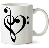 Art Hediye Nota Kalp Müzik İki Tarafı Baskılı Kupa Bardak
