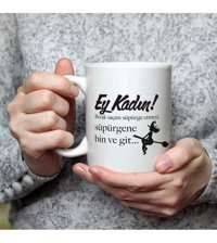 Mor Mürekkep Ey Kadın Baskılı Kadınlar Günü Beyaz Kupa