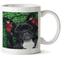 Art Hediye Bulldog Kulaklık İki Tarafı Baskılı Kupa Bardak