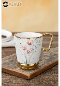 Yz Home Acar My Mug Gold Detaylı Çiçek Desen Kupa 1 Adet