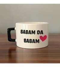Mor Mürekkep Babam Da Babam Baskılı Siyah Kulplu C Fincan