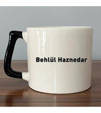 Mor Mürekkep Seçtiğin İsim&Logo Tasarım Siyah Kulplu D Kupa