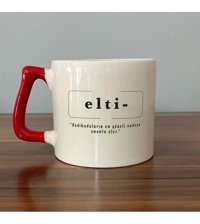 Mor Mürekkep Elti Baskılı Kırmızı Kulplu D Kupa