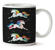 Art Hediye Gökkuşağı Unicorn İki Tarafı Baskılı Kupa Bardak