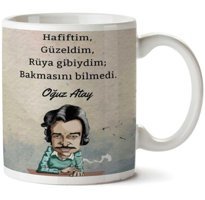 Art Hediye Oğuz Atay Hafiftim İki Tarafı Baskılı Kupa Bardak