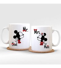 Bk Kişiye Özel İkili Mickey & Minnie Beyaz Kupa Bardak