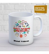 Mekstore Beyaz İsim Yazılı Fen Bilgisi Öğretmen Kupa
