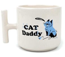 Mor Mürekkep Cat Daddy Baskılı Beyaz Kulplu T Kupa