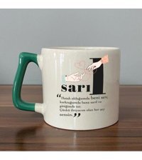 Mor Mürekkep Sarıl Baskılı Yeşil Kulplu D Kupa