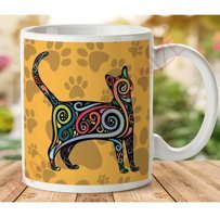 Art Hediye 1-564 Desenli Kedi İki Tarafı Baskılı Kupa Bardak