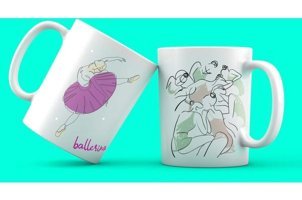 Mor Mürekkep Pembe Etekli Balerin Tasarım Kupa