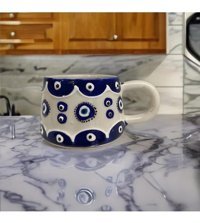 İlbay Çini Takı İlbay Seramik Kupa Mug Klasik Lacivert Nazar