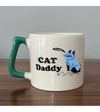 Mor Mürekkep Cat Daddy Baskılı Yeşil Kulplu D Kupa