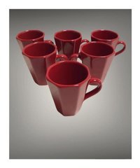 Keramika Kupa Konik Sekizgen 10 Cm Kırmızı 6 Adet Ms