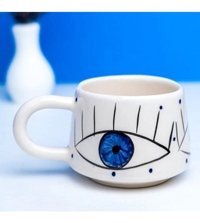 İlbay Çini Takı İlbay Seramik Kupa Mug Klasik Mavi Göz Nazar