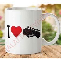 Art Hediye 1-165 I Love Fender İki Tarafı Baskılı Kupa Bardak