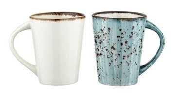 Kütahya Porselen Atlantis 2 'Li Mug Bardak Krem-Mavi