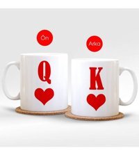 Bk Kişiye Özel Kupa Kralı & Kupa Kraliçesi Beyaz Kupa Bardak