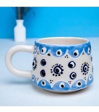 İlbay Çini Takı İlbay Seramik Kupa Mug Klasik Mavi Nazar