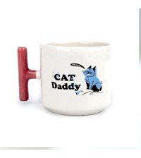 Mor Mürekkep Cat Daddy Baskılı Kırmızı Kulplu T Kupa