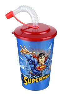 Tuffex Superman Kapaklı Pipetli Bardak
