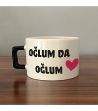 Mor Mürekkep Oğlum Da Oğlum Baskılı Siyah Kulplu C Fincan