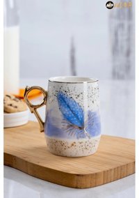 Yz Home Porselen Yaldızlı Desenli Kupa Bardak 220ml