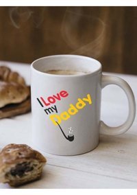 Mor Mürekkep Love Daddy Baskılı Babalar Günü Kupa