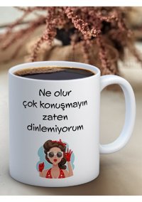 Truego Baskılı Kupa Bardak Seramik Mug - Dinlemiyorum