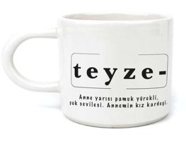 Mor Mürekkep Teyze Baskılı Beyaz Kulplu U Kupa