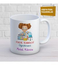 Mekstore Beyaz İsim Yazılı Fen Öğretmen Kupa