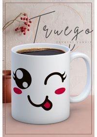 Truego Baskılı Kupa Bardak Seramik Mug - Şımarık Emoji