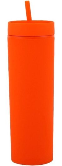 Luckystar 16Oz Çift Cidarlı Plastik Kupa - Portakal