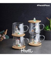 Perotti Felix Bambu Kapaklı Cam Kupa Snowman Green