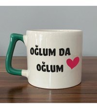 Mor Mürekkep Oğlum Da Oğlum Baskılı Yeşil Kulplu D Kupa
