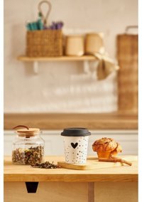 Emsan Amore Silikon Kapaklı Mug 300 ml Siyah