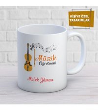Mekstore Beyaz İsim Yazılı Müzik Öğretmeni Kupa