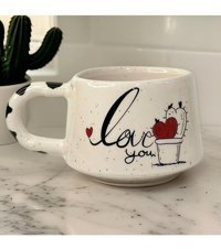 İlbay Çini Takı İlbay Seramik Kupa Bardak Klasik Love Kaktüs