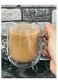 Yz Home Çift Cidarlı Cidar Cam Bardak Kupa 300 ml