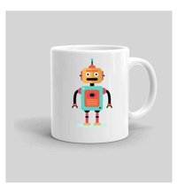 Mini Maker Kids Kişiye Özel Turuncu Robot Kupa Bardak