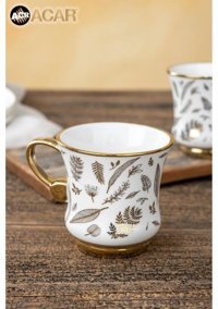 Yz Home Acar My Mug Gold Detaylı Yaprak Desen Kupa 1 Adet