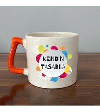 Mor Mürekkep Kendin Tasarla Turuncu Kulplu D Kupa